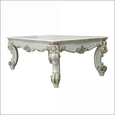 Table basse Vendome II transitionnelle - finition perle antique, assemblage facile par KD & amp; Pieds à volutes