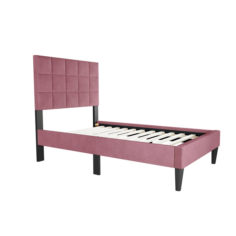 Lit simple moderne en mélange de lin - 12 supports et tête de lit ajustable pour un repos paisible avec une texture douce et confortable