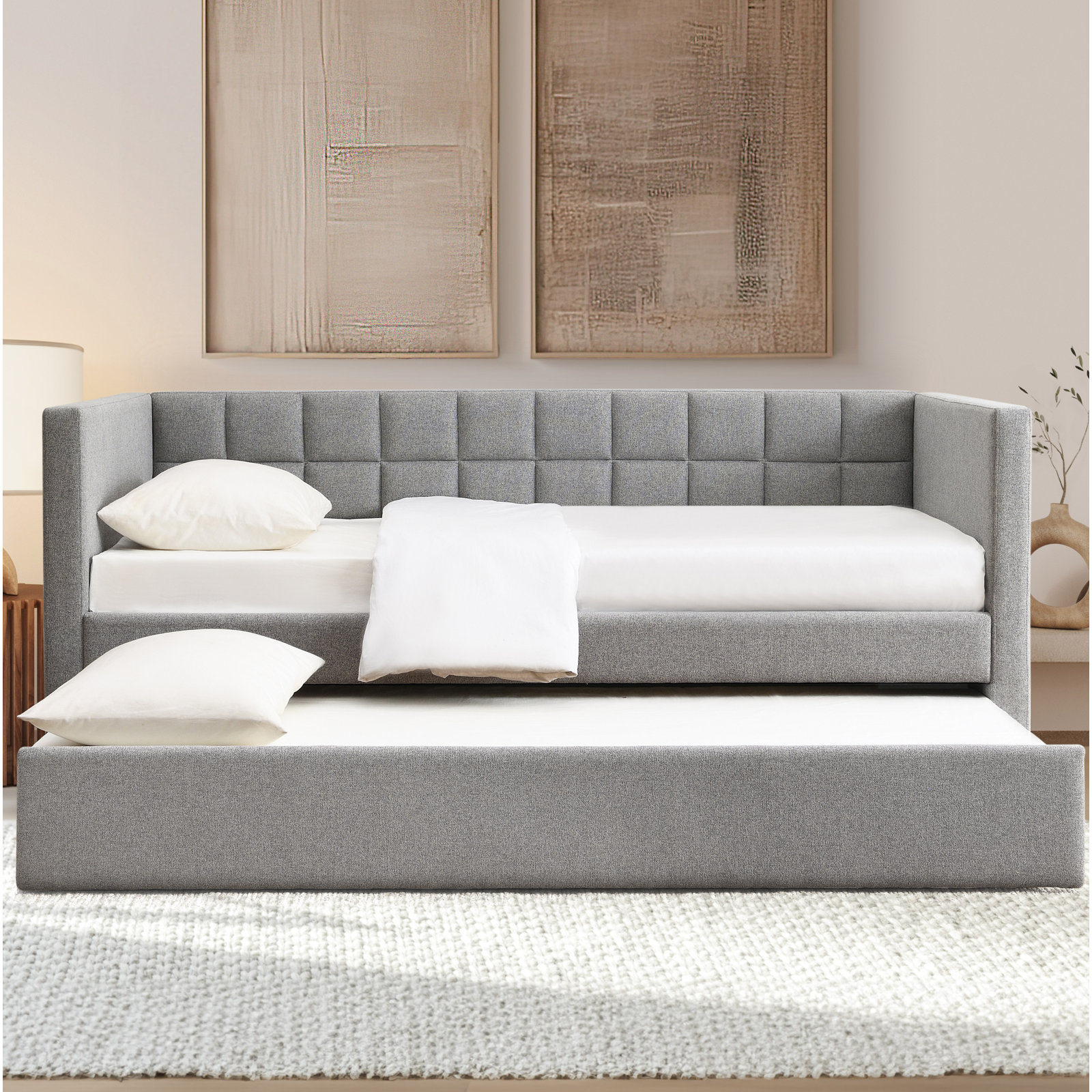 Ardsley Upholstered Daybed with Trundle - Twin, Gray