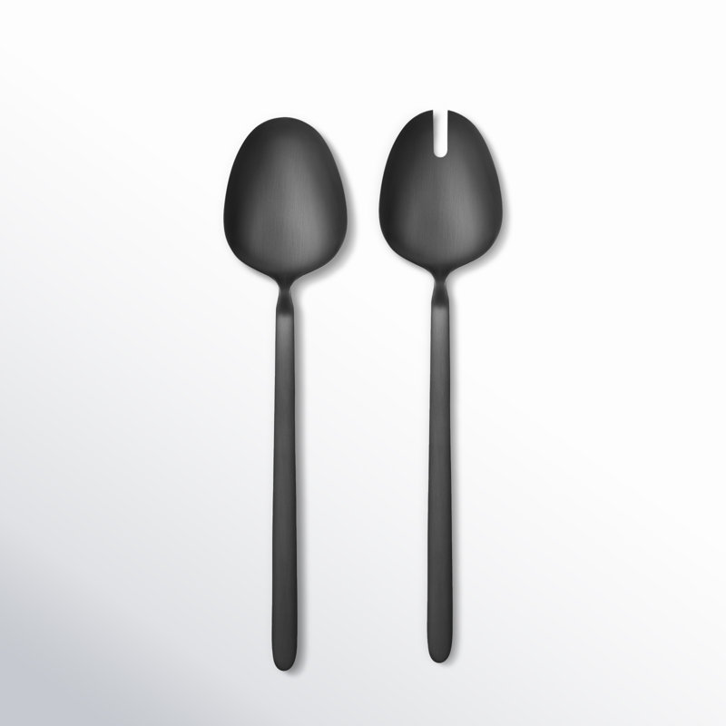 STELLA 2 Piece Stainless Steel Salad Servers, Black