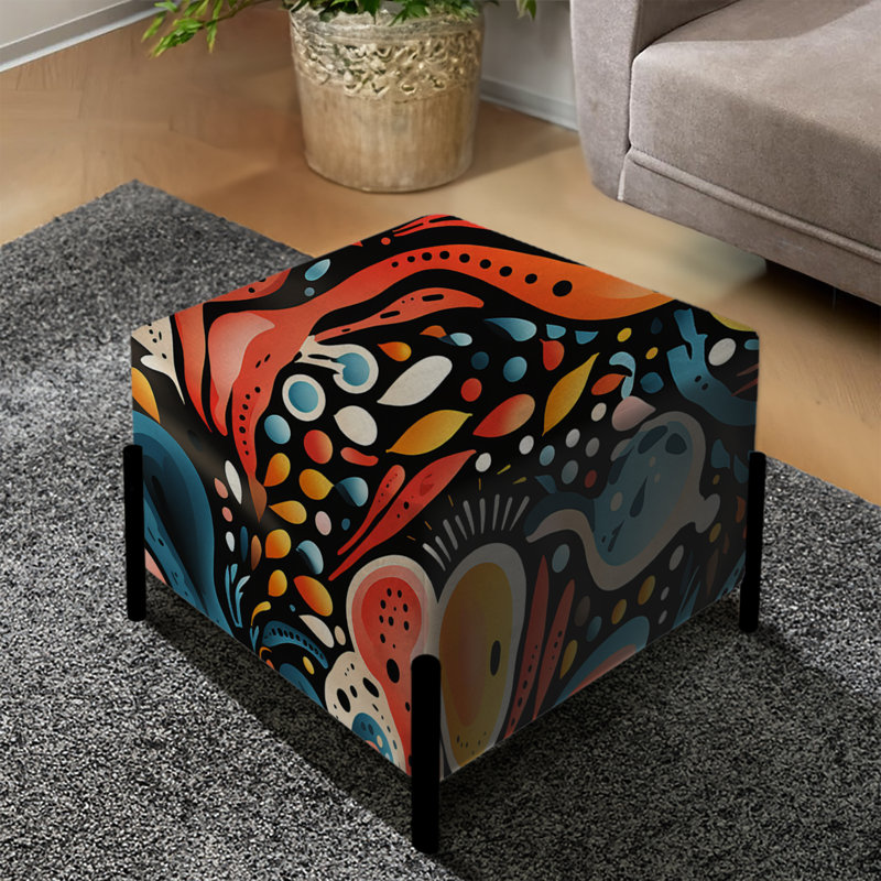 Eclectic Multicolor Ink Carnival - Eclectic Square Ottoman