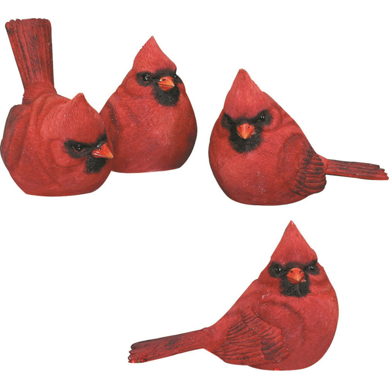  Medium Resin in Cardinal Figurines Set of 4 Home Decorations Spring, H 5,5 po x l 3 po x P 3 po
