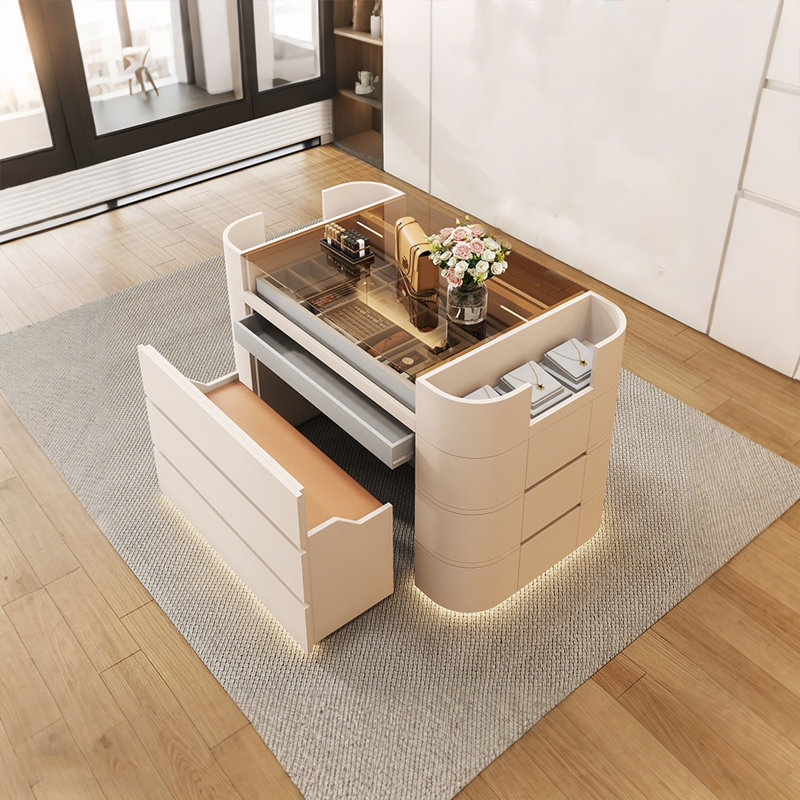 55.12"Beige jewellery display cabinet storage cabinet