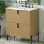 Meuble-lavabo autoportant de 30 po avec lavabo en céramique et tiroirs à extension complète-114864601