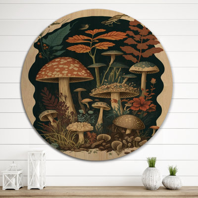 Vintage Mushrooms Amanita Muscaria II - Landscape Forest Wood Wall Art - Natural Pine Wood
