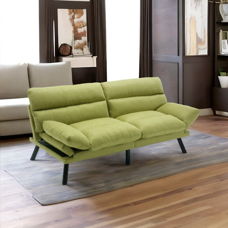 Sofa Bed With Thick Cushion, Green Linen