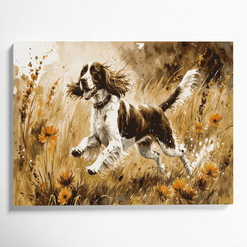 «Dogs English Springer Spaniel», art mural sur toile brune, H 20 po x l 24 po