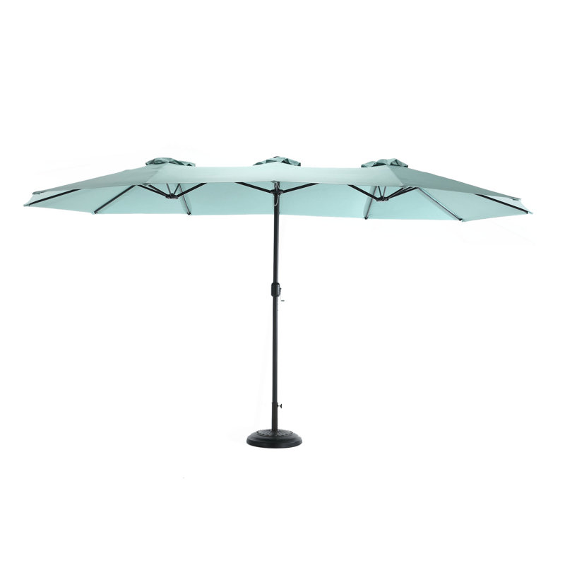 Grand parasol d'extérieur double face 14,8 pi avec manivelle (sans base), Vert clair