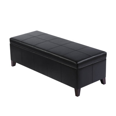 50.8" Rectangular Faux Leather Storage Ottoman For Living Room