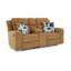 Causeuse double inclinable Damon, polyester brun chameau, 2 coussins