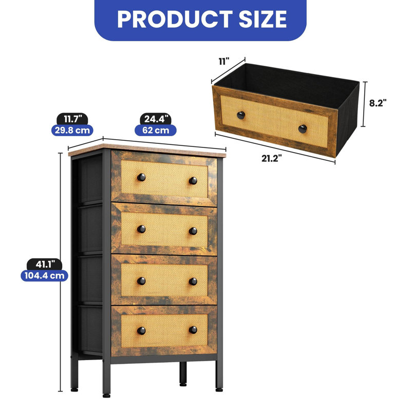 Commode tissée 4 tiroirs