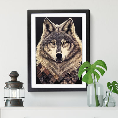 FRM-V0523-2918X Wolf Patchwork Vol.1 1 Piece Single Picture Frame Wall Art