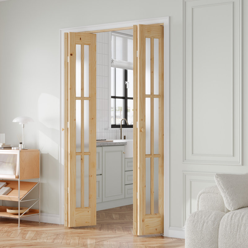Porte pliante en verre massif non fini avec trousse de quincaillerie d'installation, 4, 48 po x 80 po