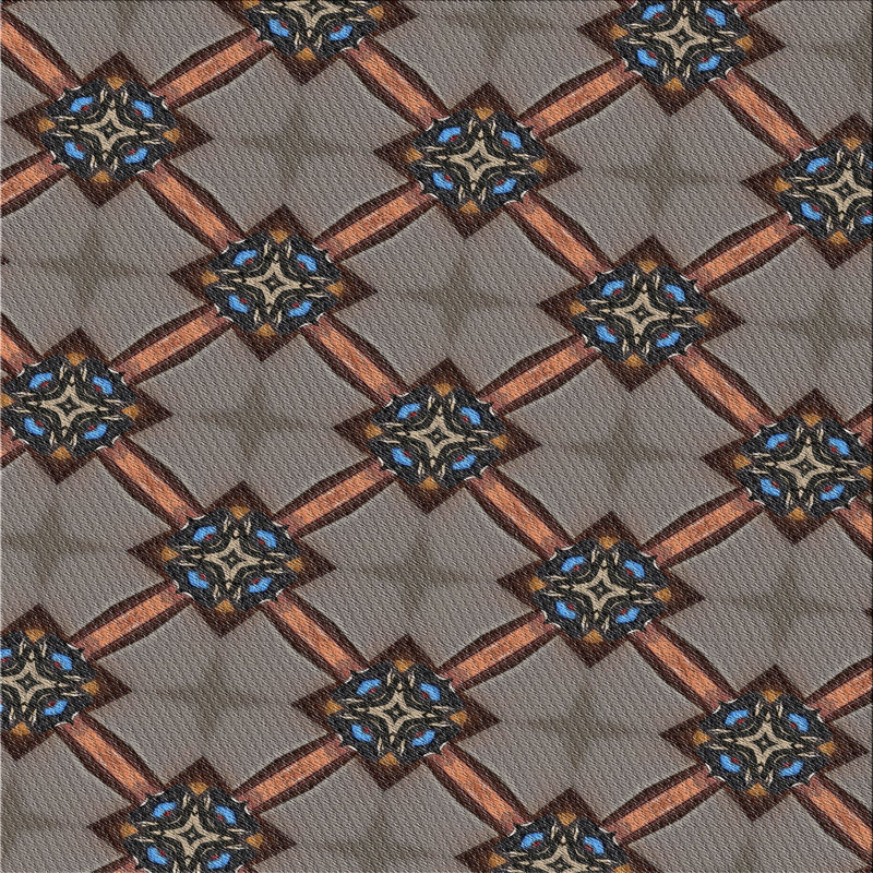 Tapis de zone brun à motif, Carré 4 pi