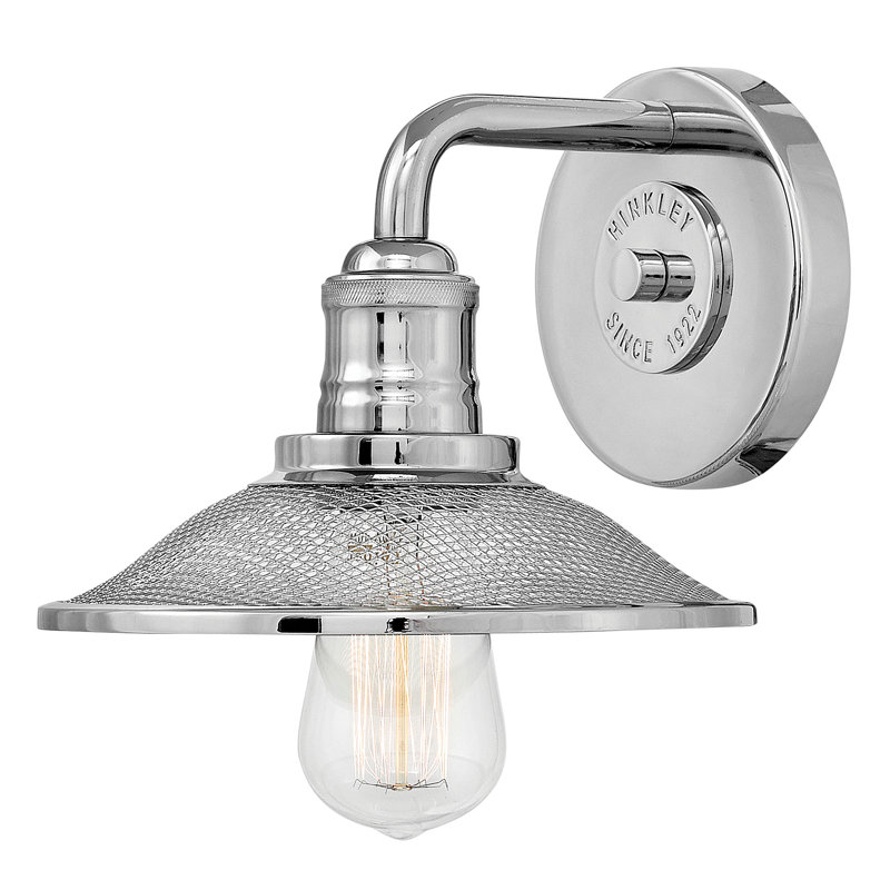 Rigby Single Light Industrial Bathroom Fixture, Nickel poli
