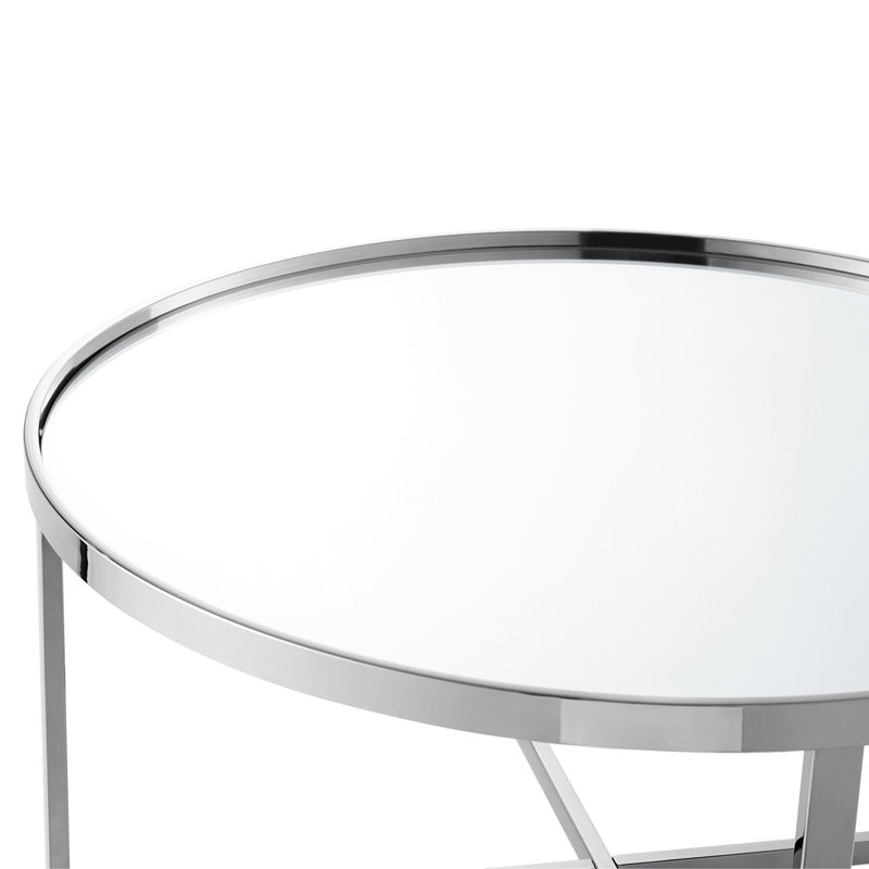 Table basse ronde en verre et acier inoxydable 32 po Honia