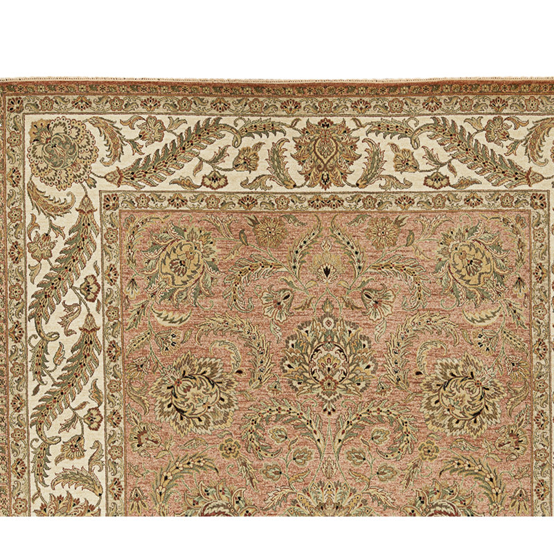 High-Quality Hand-Knotted Rust And Cream Area Rug