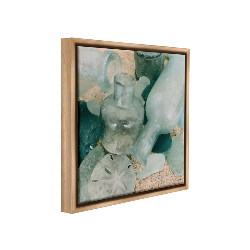 "Nautical Glass Bottles Floater Frame" par Graffitee Studios sur toile, Brun, H 25 po x l 25 po