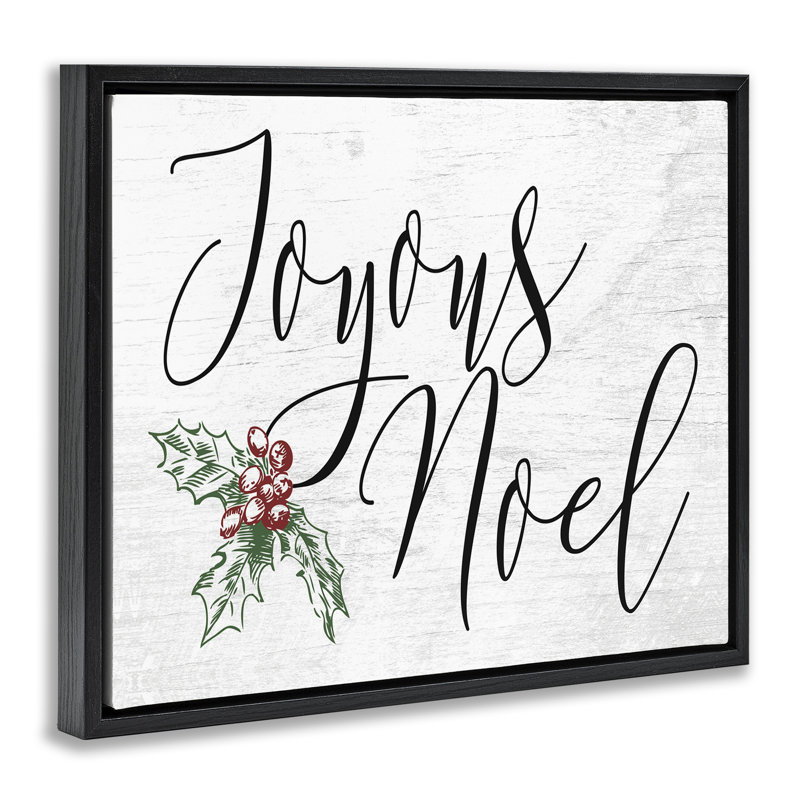 «Joyous Noel Christmas Botanicals», art mural sur toile flottante par Daphne Polselli hwp-203, Cadre flottant noir de jais