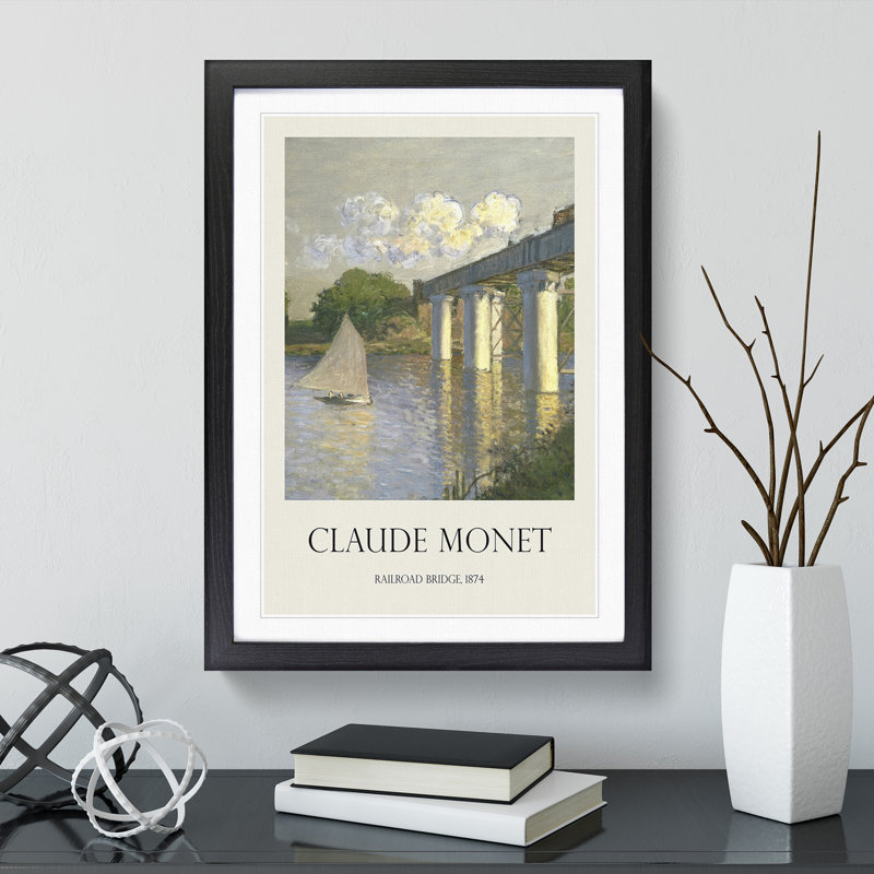 Railroad Bridge, Argenteuil by Claude Monet - Picture Frame Graphic Art, 65cm H x 48cm W x 2cm D