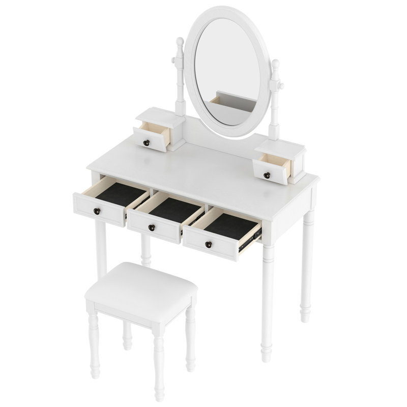 Vanity Desk With Adjustable Angle Mirror