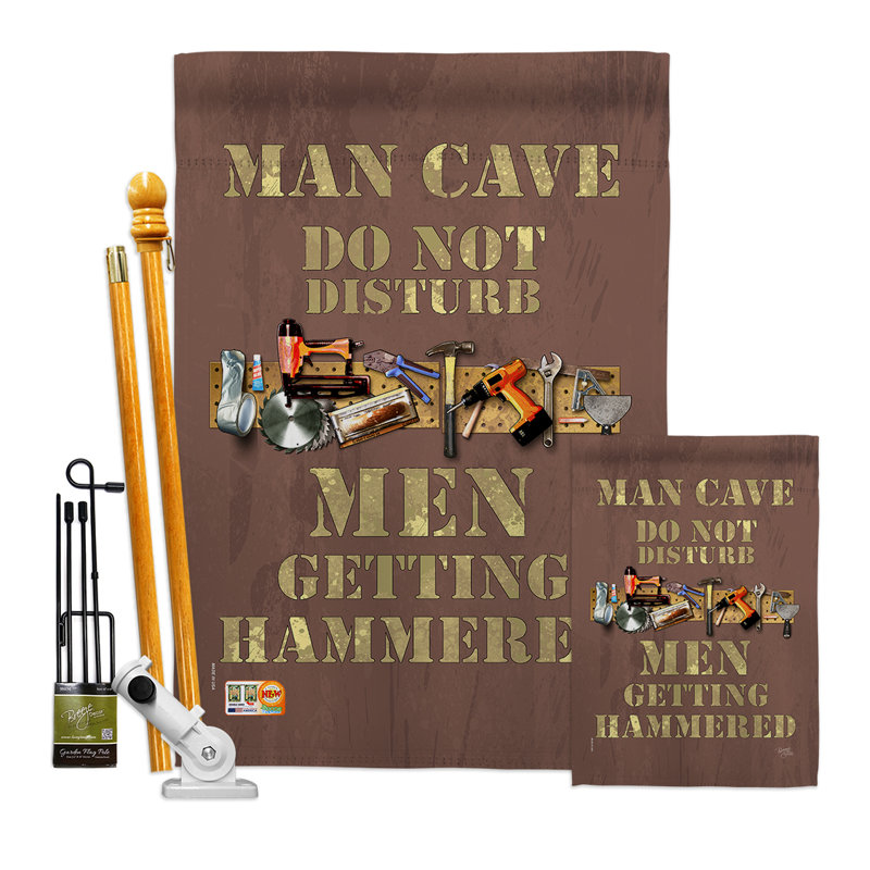 Man Cave Men Getting Hammered - Impressions Decorative 2-Sided Polyester 40 x 28 in. Flag Set