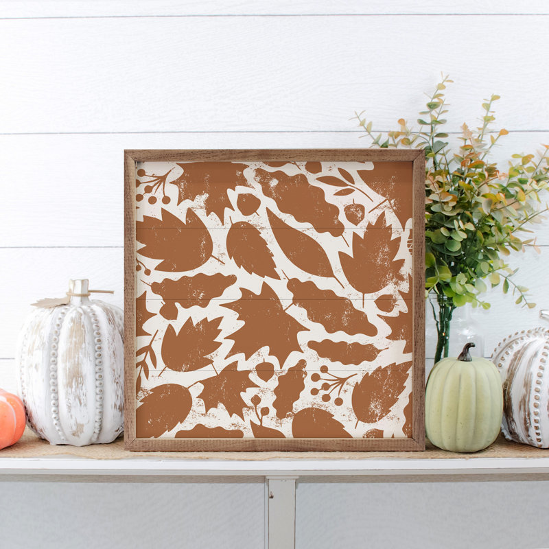 Motif de feuille blanc et orange, H 4 po x l 4 po x P 1 po