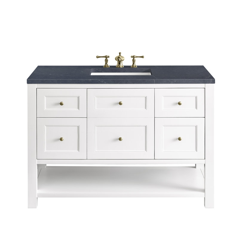 Breckenridge 48'' W Single Vanity, Charcoal Soapstone, Bright White, 8" Widespread