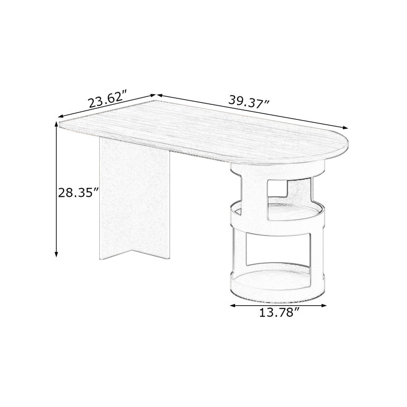 Walnut Specialty Solid Wood Desks, 28.35" H x 39.37" W x 23.62" D