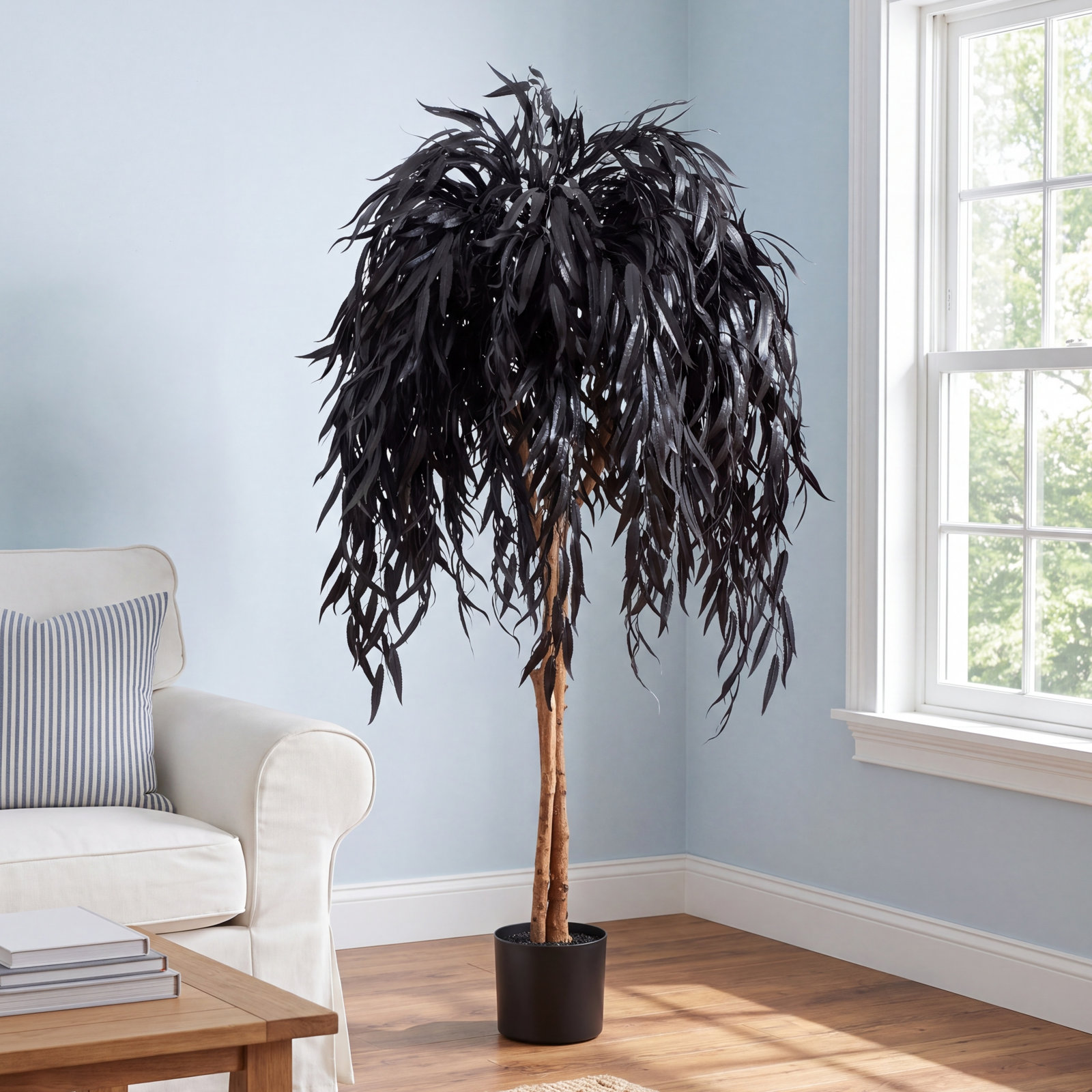 Artificial Halloween Black Willow Tree, 48" H x 32" W x 32" D