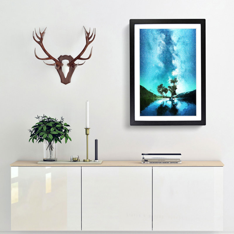 Milky Way Above Washington in Abstract - Picture Frame Graphic Art Print, 48cm H x 36cm W x 2cm D, Black Framed