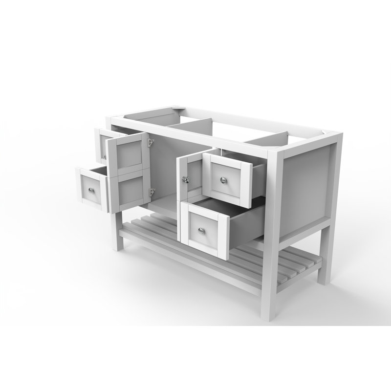 Meuble-lavabo de 48 po Anneus (base seulement), Blanc, Chrome