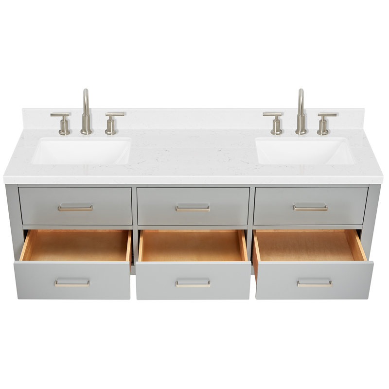 Macolm 72.25'' W Double Vanity, Gray, Brushed Nickel, 60"