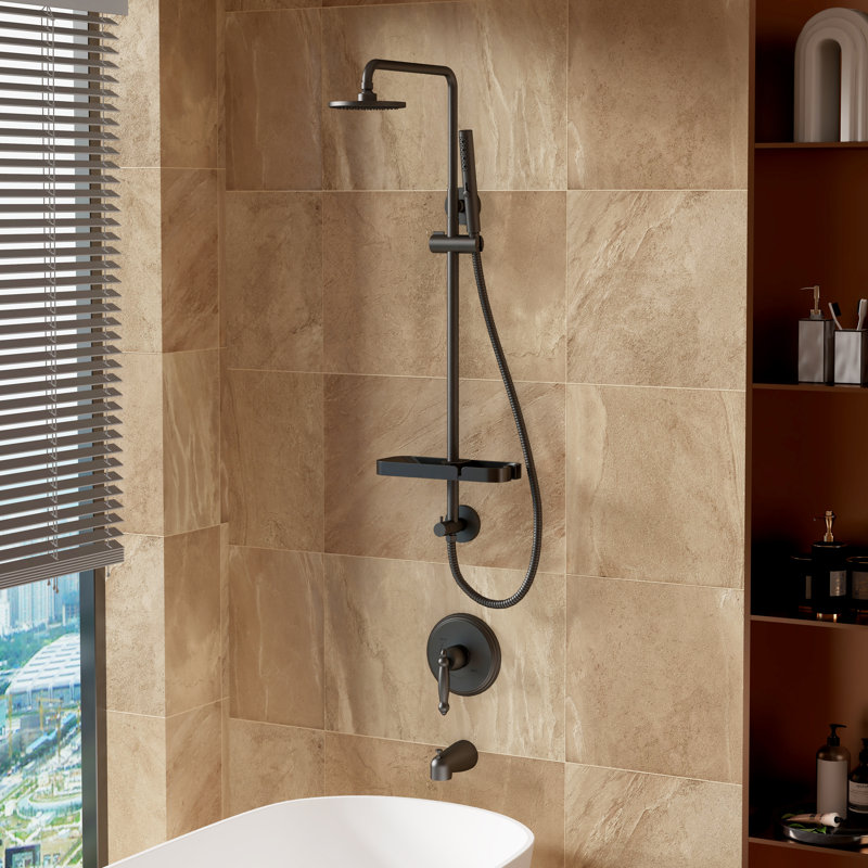 Upgraded Retrofit Shower System – 3-Function Handheld & Rainfall Shower, Adjustable Slide Bar, Easy DIY Installation, NSF Certified, No Need To Replace Valve