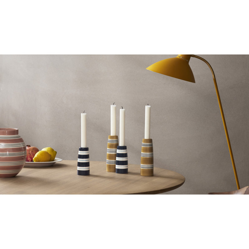 6.3" Earthenware Tabletop Candlestick, Ochre, 6.3" H x 2.4" W x 2.4" D