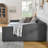 Queen Size Daybed with Drawers Upholstered Tufted Sofa Bed,,with Button on Back and Copper Nail on Waved Shape Arms-434399983