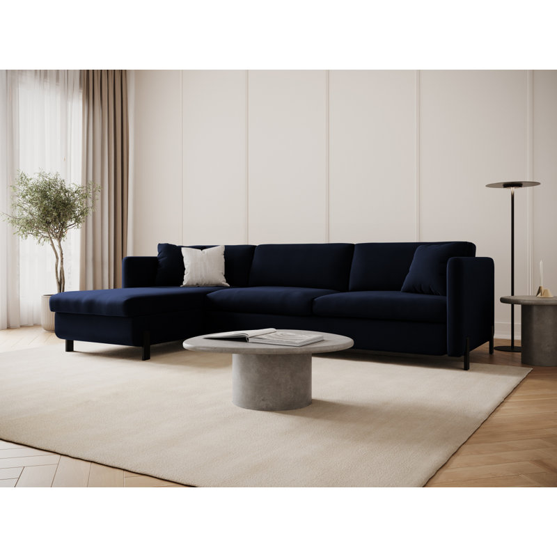 Bejna 3 Seater Velvet Sofa Bed, Left Hand Facing, Royal Blue, 80cm H x 170cm W x 260cm D