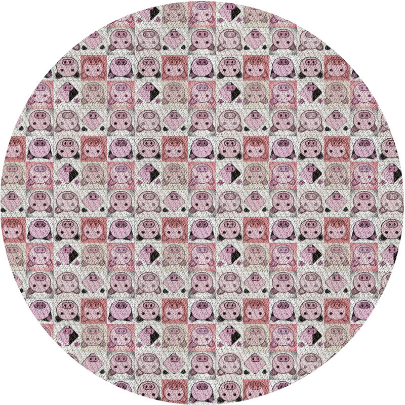 Tapis rouge/blanc à motifs Snediker, Rond 6 pi