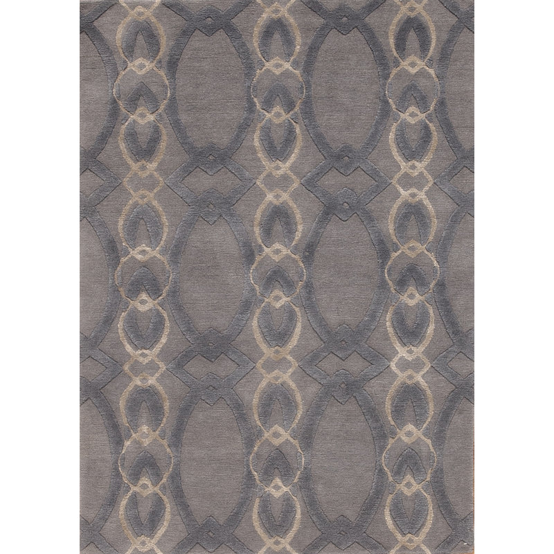Modern Tibet Hand Knotted Area Rug in Blue, Rectangle 4' x 6'