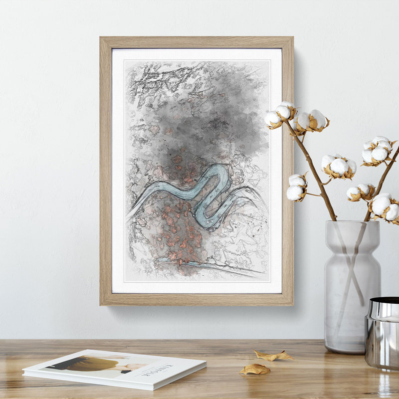 Road In Bregaglia Switzerland - Single Picture Frame Painting on MDF, Oak Framed, 87cm H x 62cm W x 2cm D