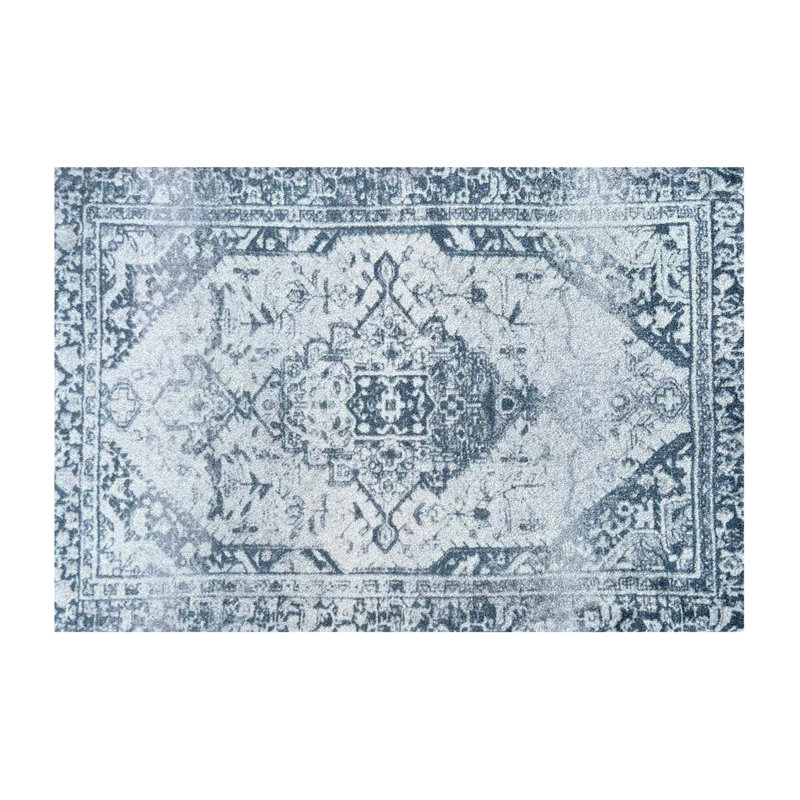 Tapis oriental délavé bleu gris 2 pi x 3 pi avec protection UV, L 20 po x L 28 po