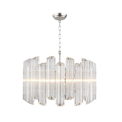 Ryder Chandelier Round Multi-Faceted Glass Dining Room