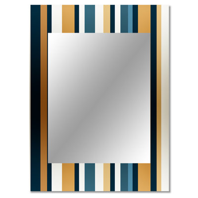 Elegant Gold And White Striped Pattern - striped  Unique Wall Mirror, Striped, Abstract Mirror, Printed Metal Art