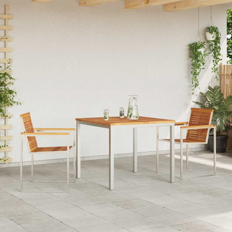 2 - Person Wood Patio Dining Set with Square Table