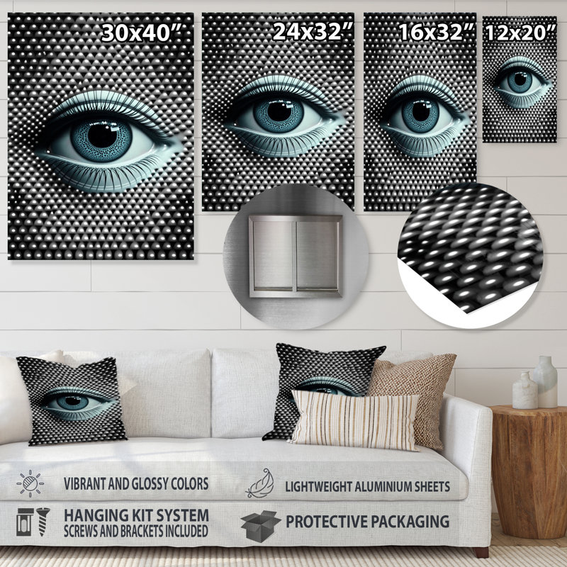 «Eye in Circular Infinity V», art mural abstrait géométrique en métal, H 20 po x l 12 po x P 1 po