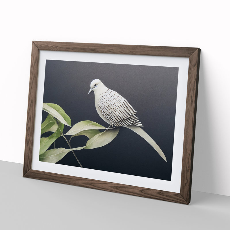 Classic Dove Bird - Framed Print, 25cm H x 34cm W x 2cm D, Walnut Framed