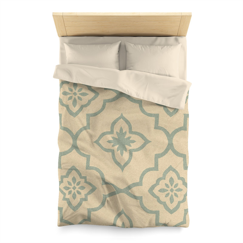 Microfiber Duvet Cover Boho Style, Design 33, Cream, Twin Duvet Cover