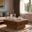 Table basse 31,52 "carrée en rotin + corde de chanvre avec mécanisme de levage et espace de rangement caché