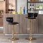 Ensemble de 2 tabourets de bar, avec repose-pieds chromé et base pivotante à hauteur réglable en velours mécanique + tabouret de bar simple Golden Leg - noir