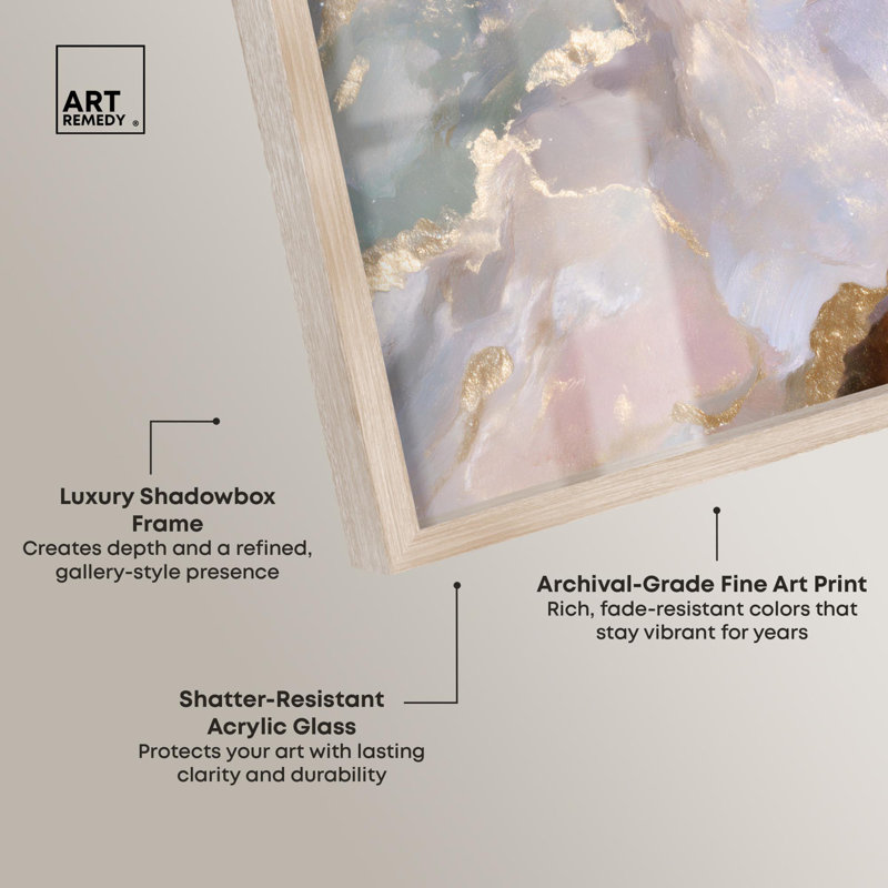 Art géodésique marbré lustré par Art Remedy, H 17 po x l 21 po, Crème, crème